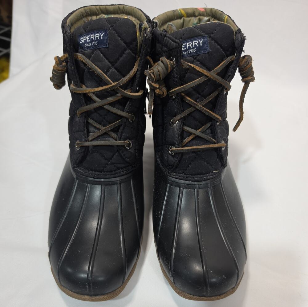 Sperry Top-Sider Women's Sz 8 Saltwater Duck Boots Black Excellent EUC B7